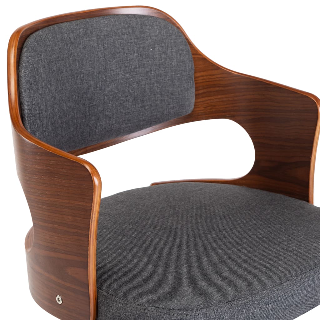 Kantoorstoel draaibaar gebogen hout en stof grijs