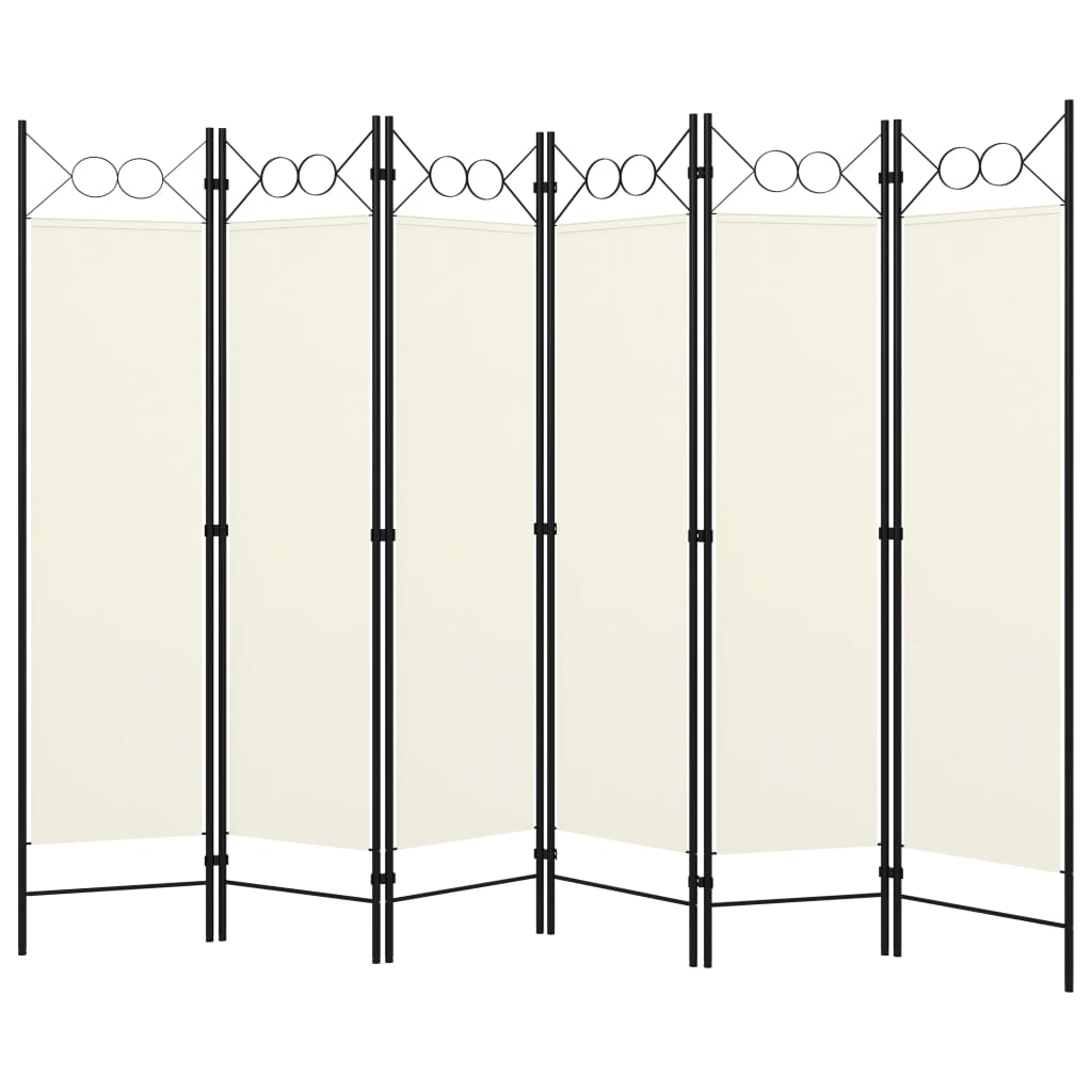 Kamerscherm met 6 panelen 240x180 cm crèmewit