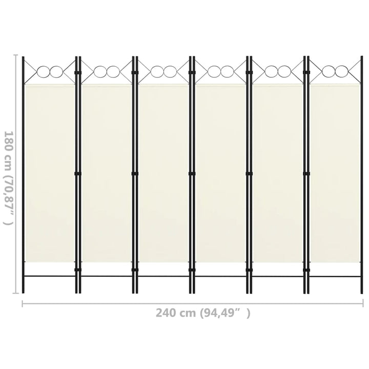 Kamerscherm met 6 panelen 240x180 cm crèmewit