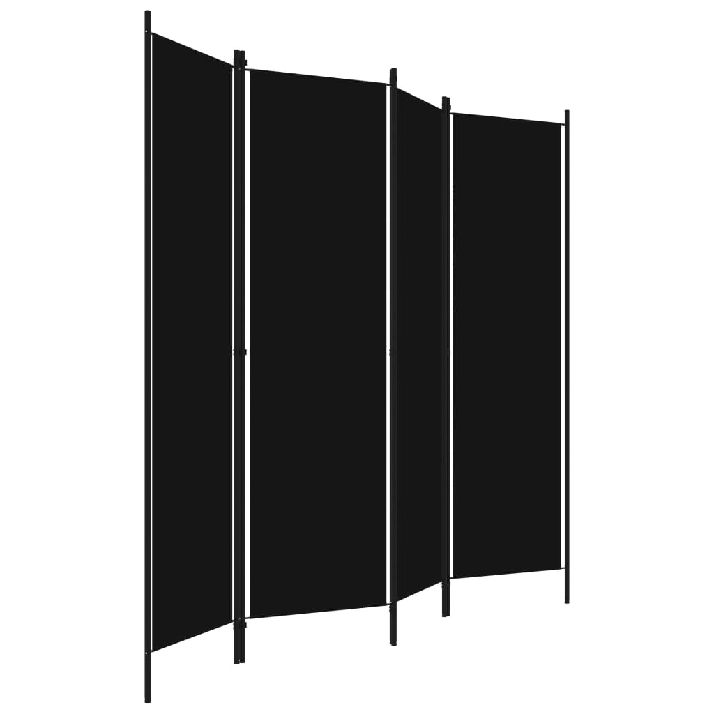 Kamerscherm met 4 panelen 200x180 cm zwart