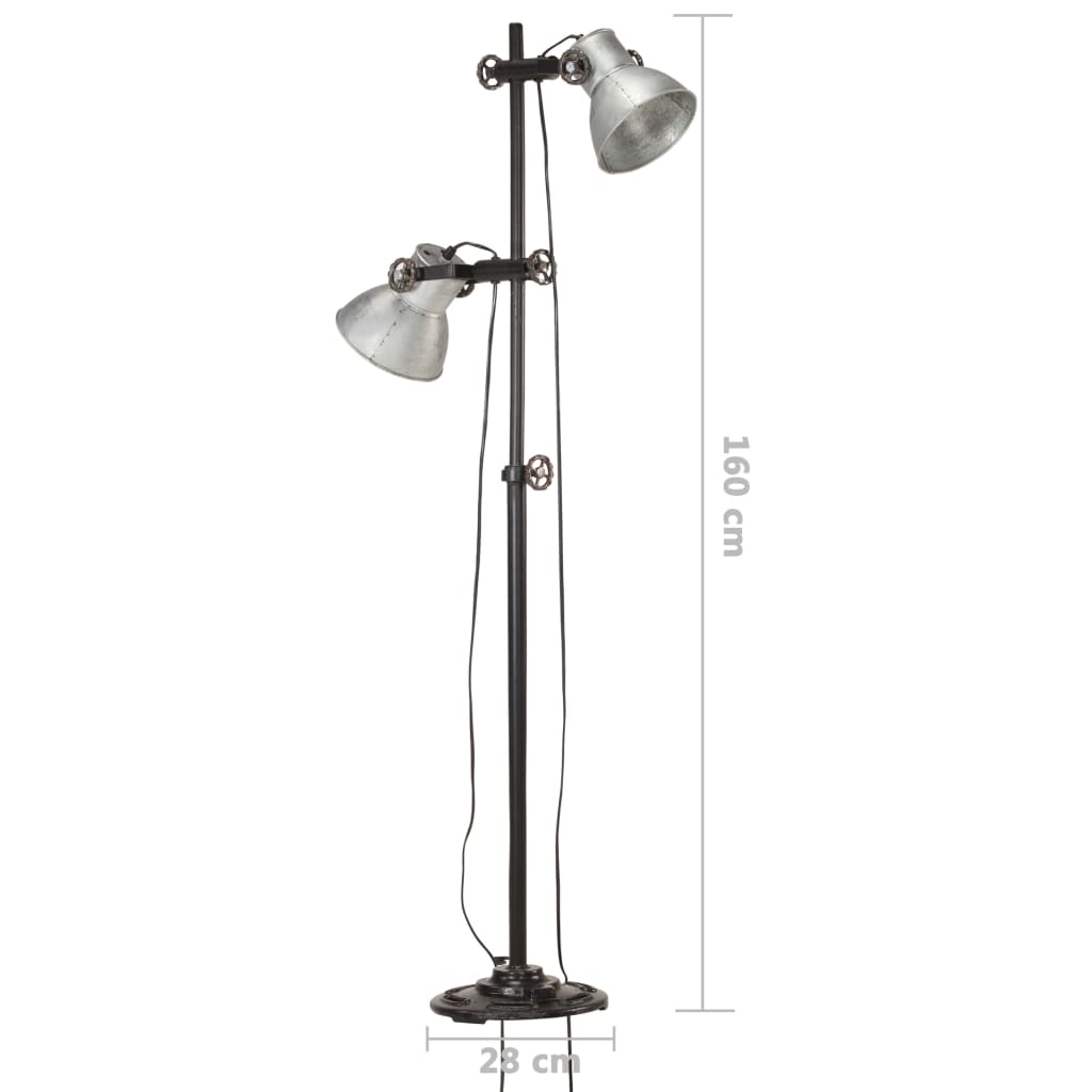 Vloerlamp met 2 lampenkapen E27 gietijzer wit - Griffin Retail