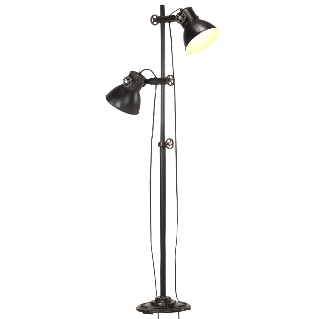 Vloerlamp met 2 lampenkapen E27 gietijzer wit - Griffin Retail