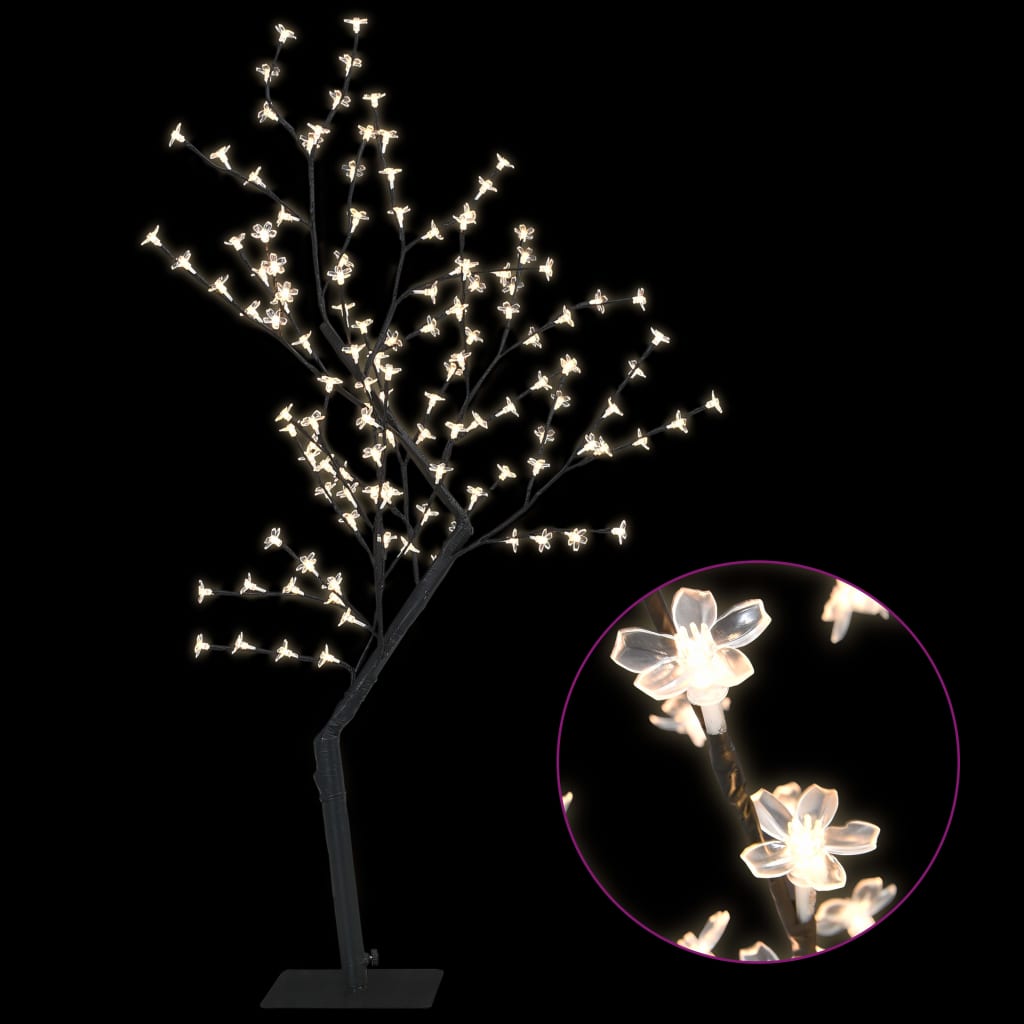 Kerstboom 128 LED's warmwit licht kersenbloesem 120 cm