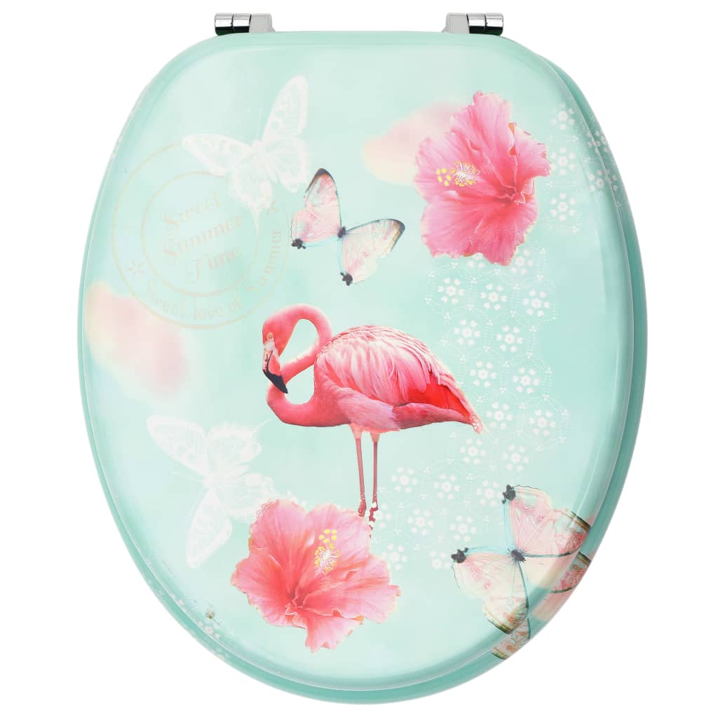 Toiletbril met deksel flamingo MDF