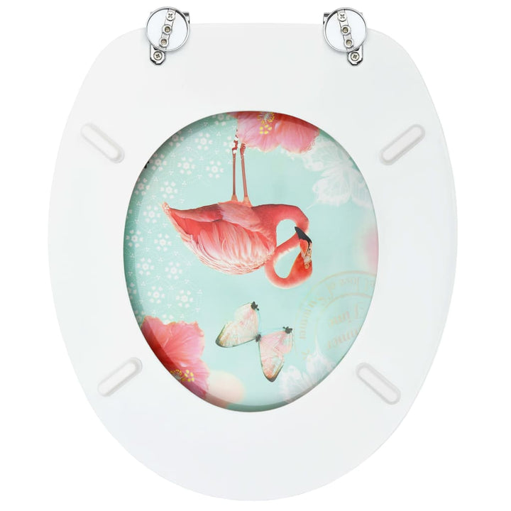 Toiletbril met deksel flamingo MDF