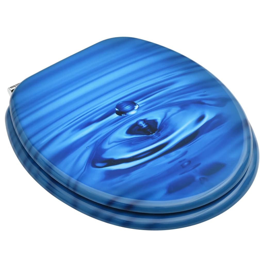 Toiletbril met deksel waterdruppel MDF blauw