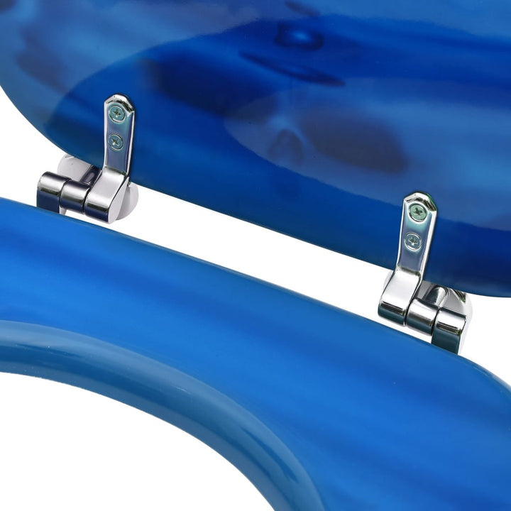 Toiletbril met deksel waterdruppel MDF blauw