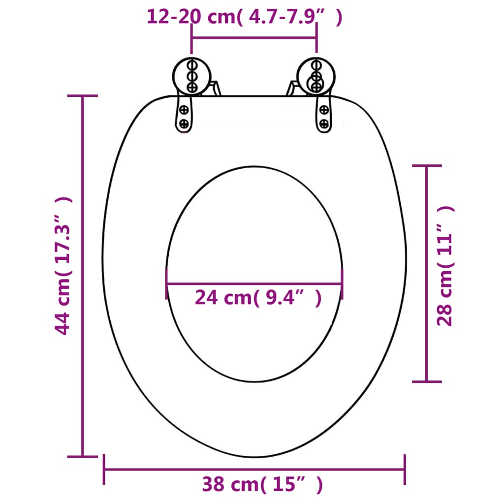 Toiletbril met deksel diepzee MDF