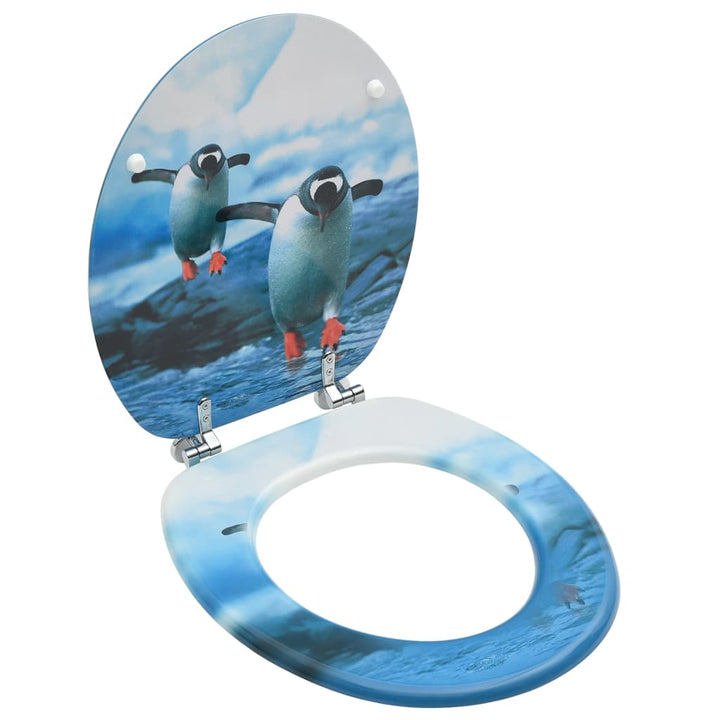 Toiletbril met deksel pinguïn MDF
