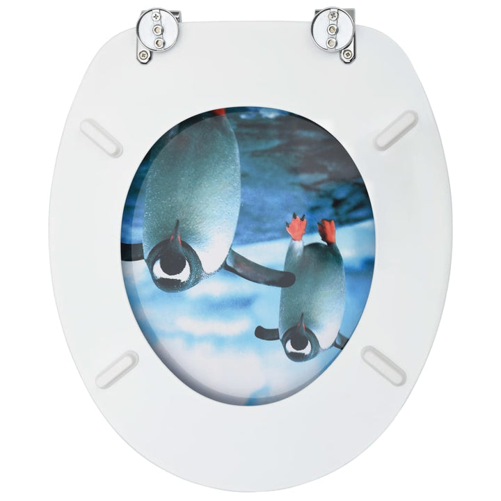 Toiletbril met deksel pinguïn MDF