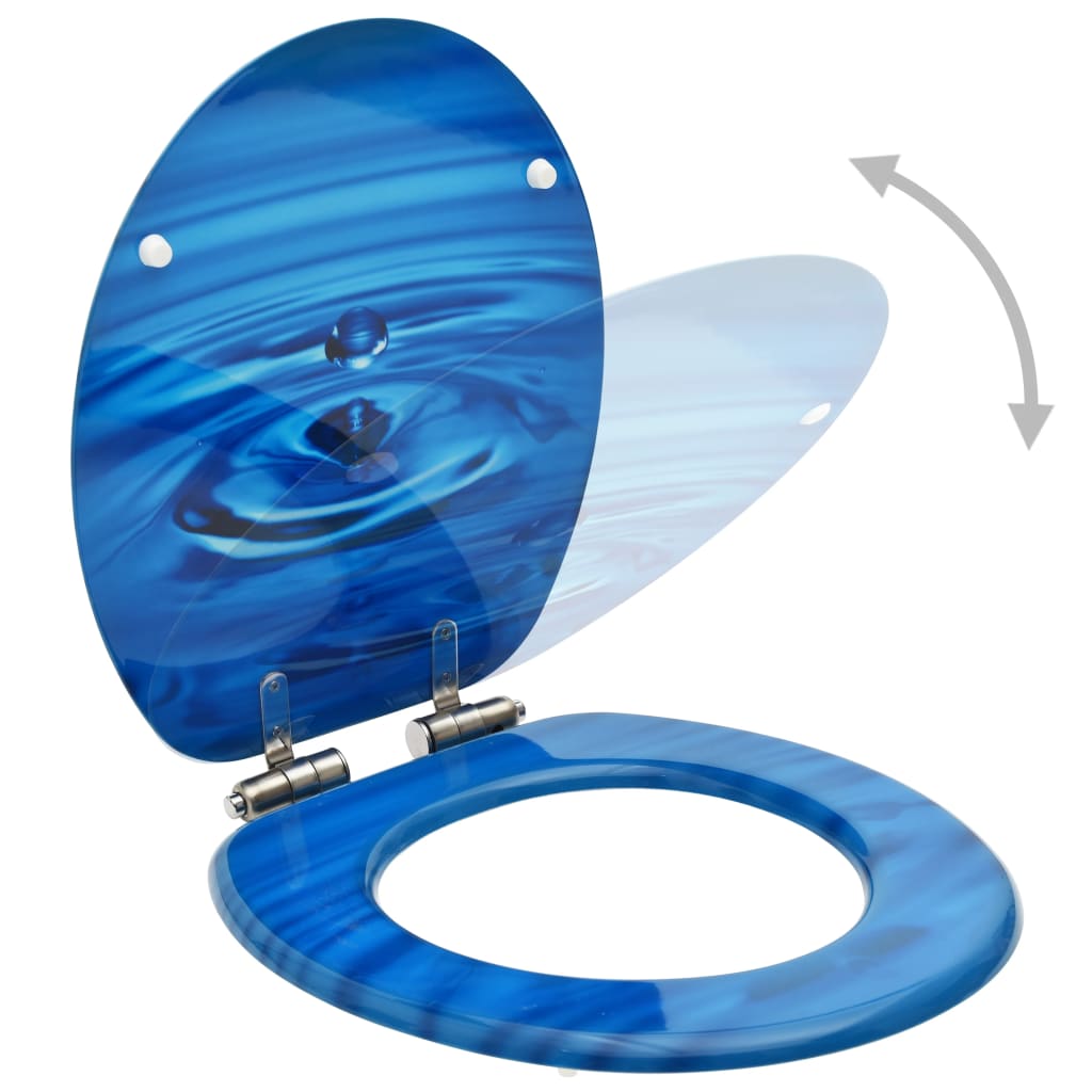 Toiletbril met soft-close deksel waterdruppel MDF blauw