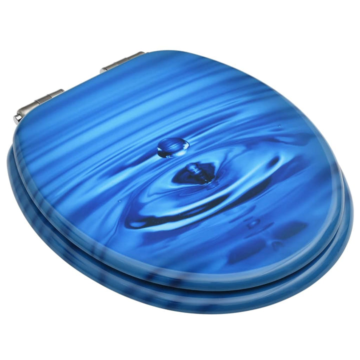 Toiletbril met soft-close deksel waterdruppel MDF blauw