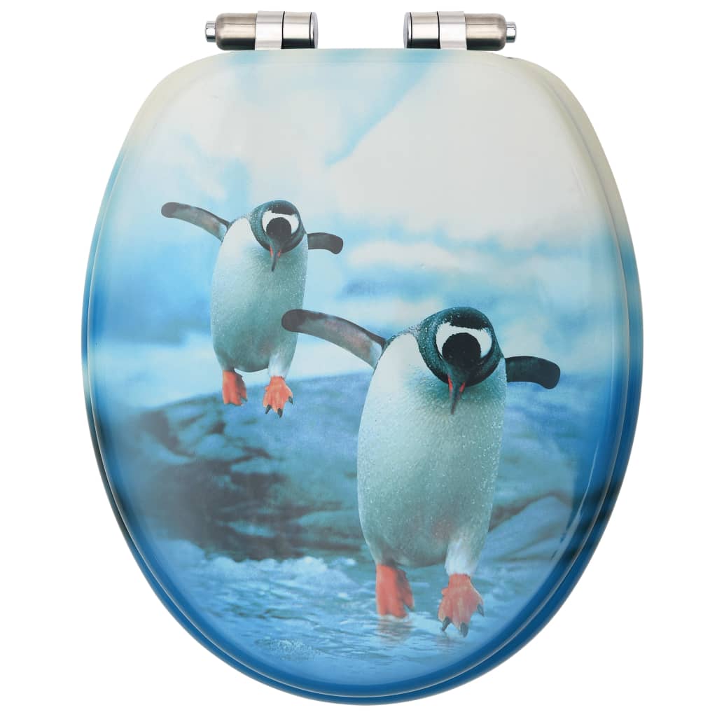Toiletbril met soft-close deksel pinguïn MDF