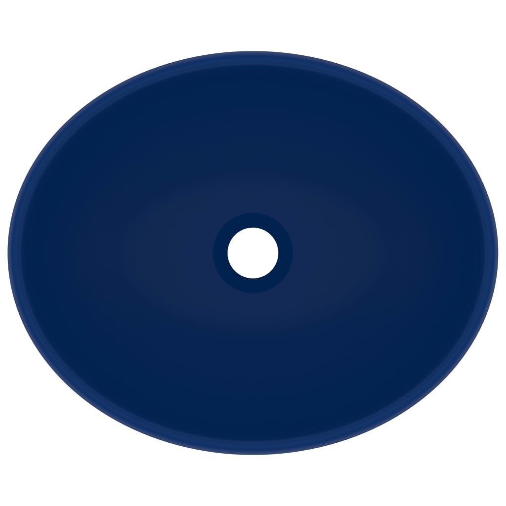 Wastafel ovaal 40x33 cm keramiek mat donkerblauw