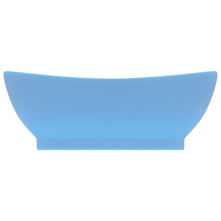 Wastafel met overloop ovaal 58,5x39 cm keramiek mat lichtblauw