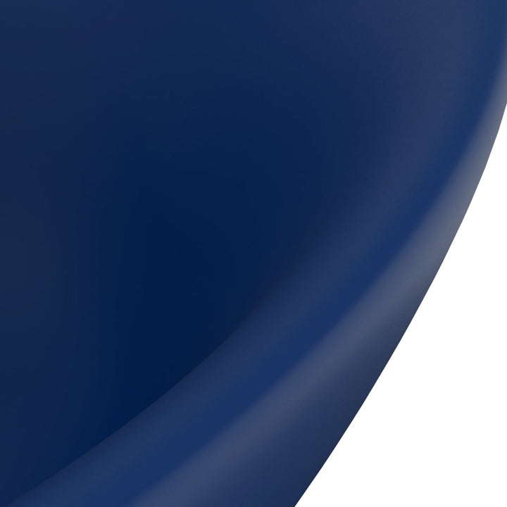 Wastafel met overloop ovaal 58,5x39 cm keramiek mat donkerblauw