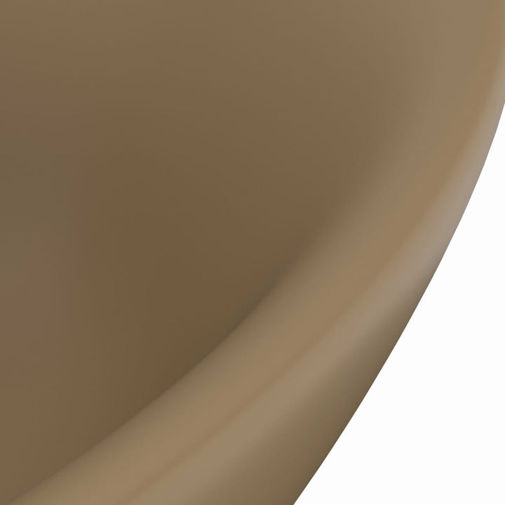Wastafel met overloop ovaal 58,5x39 cm keramiek matcrème