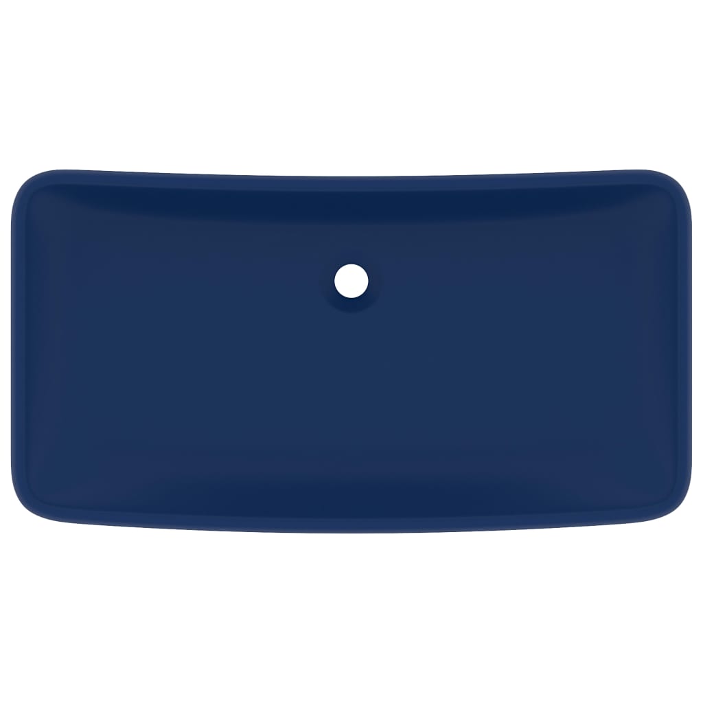 Wastafel rechthoekig 71x38 cm keramiek mat donkerblauw