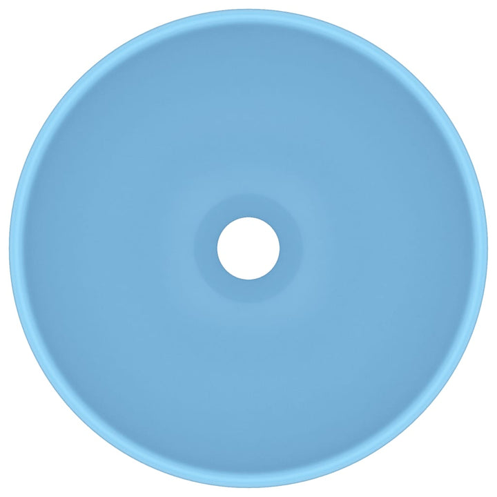 Wastafel rond 32,5x14 cm keramiek mat lichtblauw