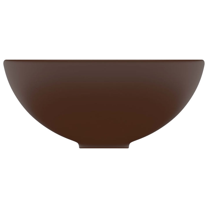 Wastafel rond 32,5x14 cm keramiek mat donkerbruin