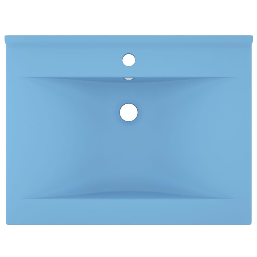 Wastafel met kraangat 60x46 cm keramiek mat lichtblauw