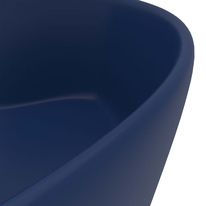 Wastafel met overloop 36x13 cm keramiek mat donkerblauw