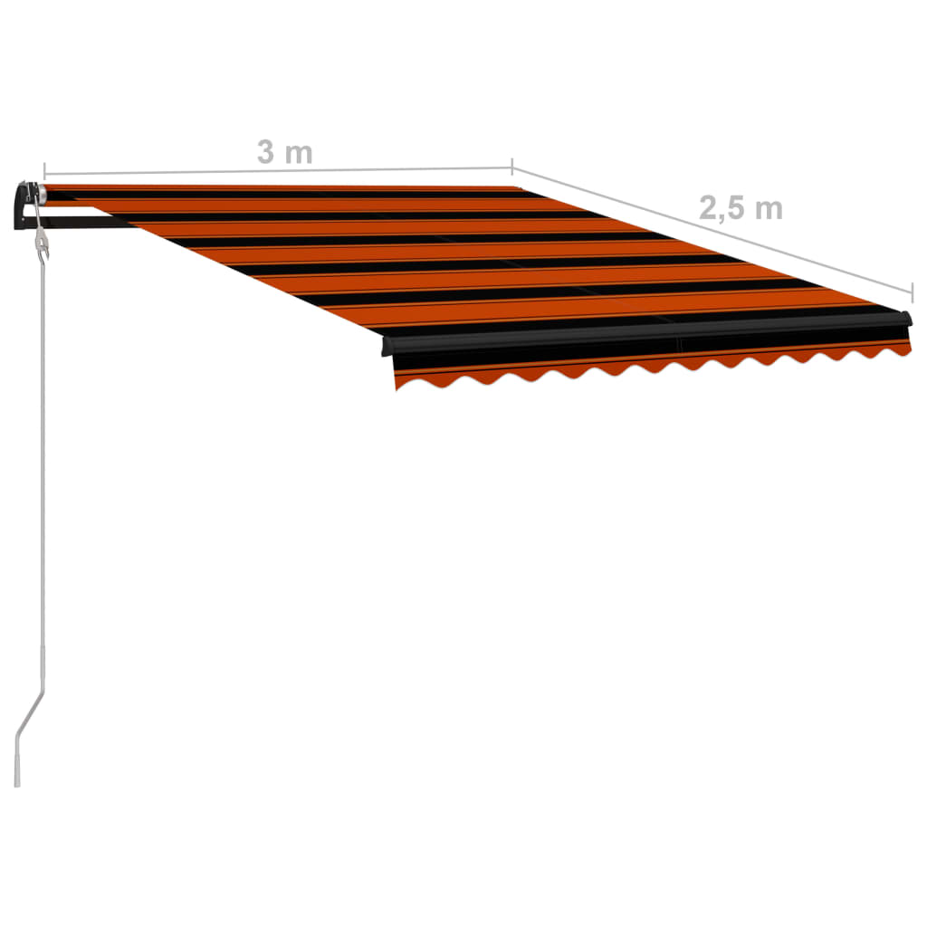 Luifel uittrekbaar met windsensor LED 300x250 cm oranje bruin