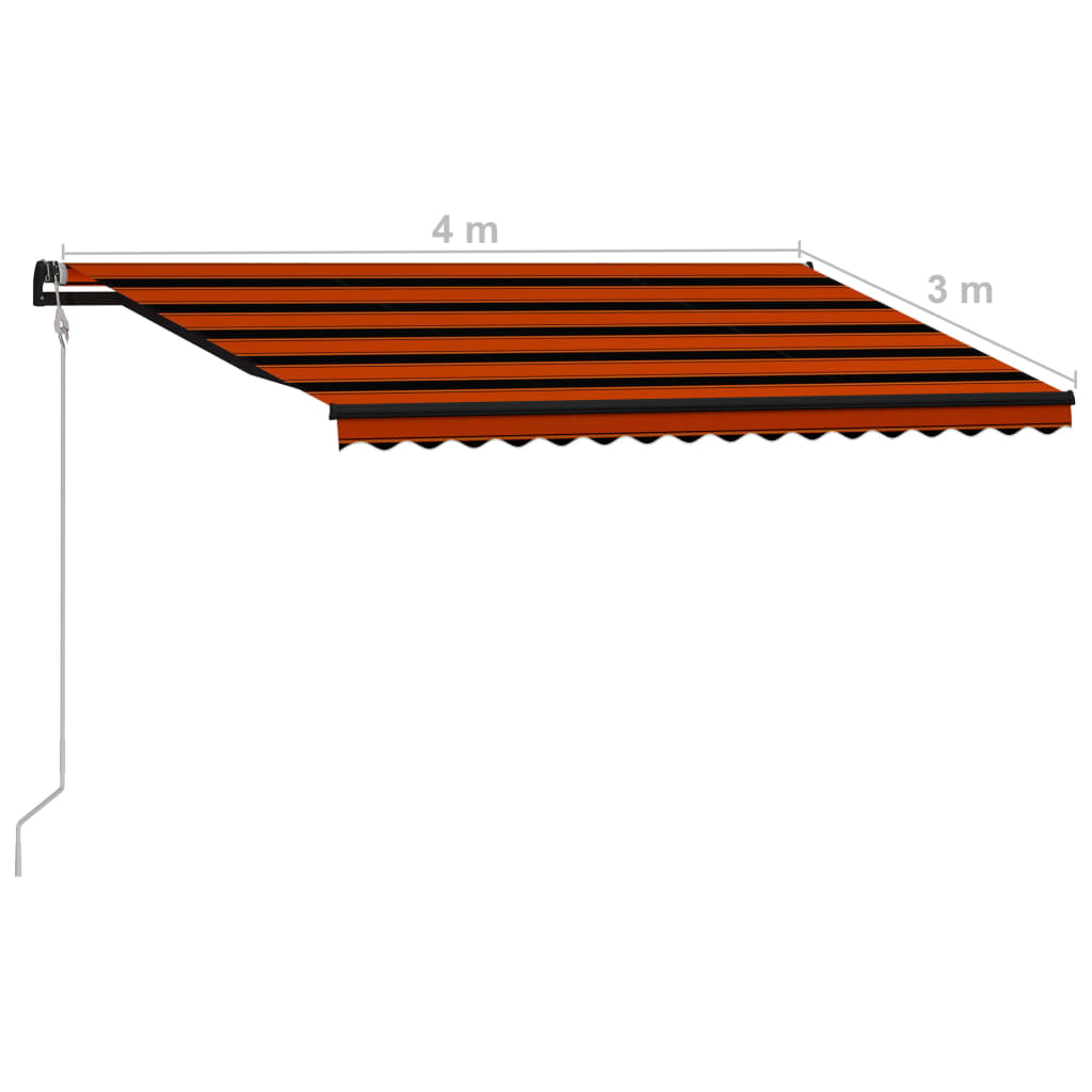 Luifel uittrekbaar met windsensor LED 400x300 cm oranje bruin