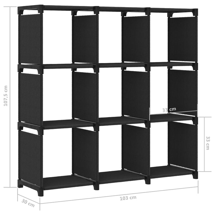 Kast met 9 vakken 103x30x107,5 cm stof zwart