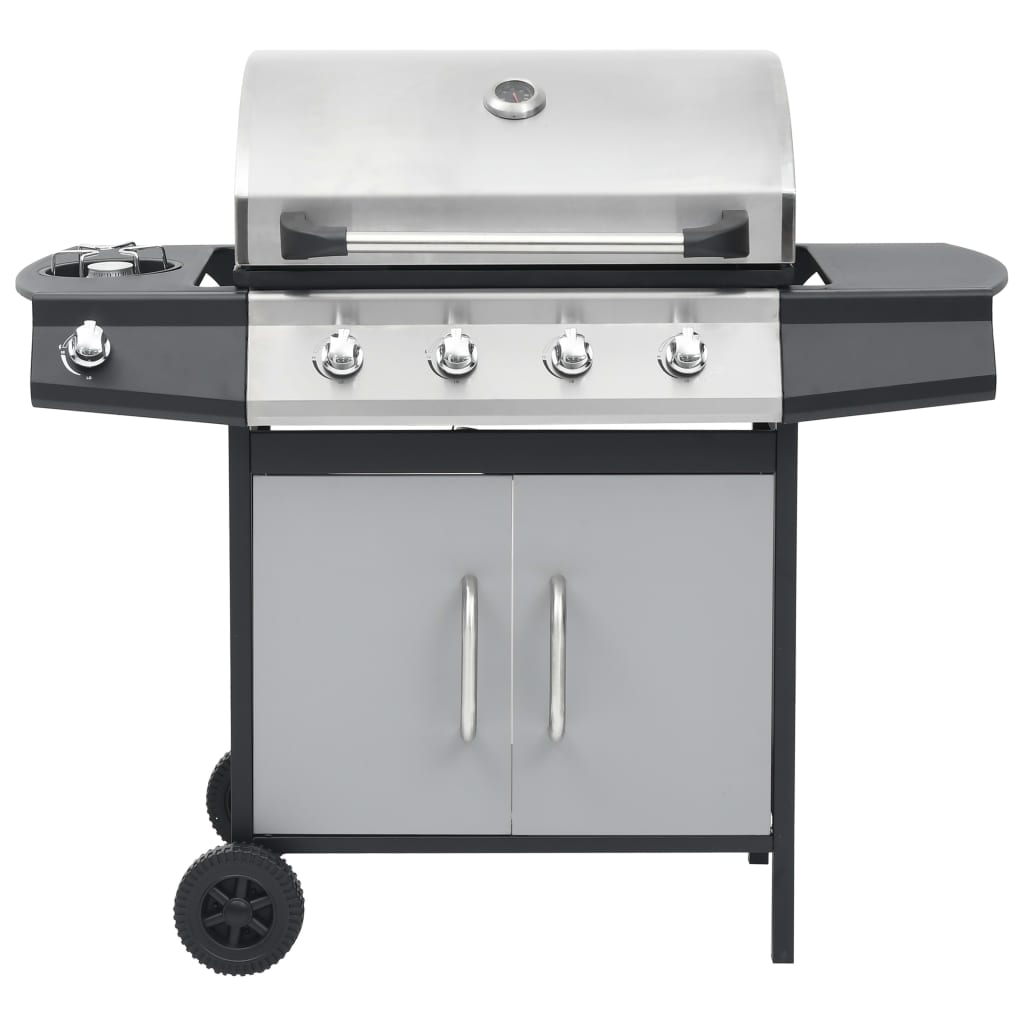 Gasbarbecue 4+1 kookzone zwart en zilverkleurig