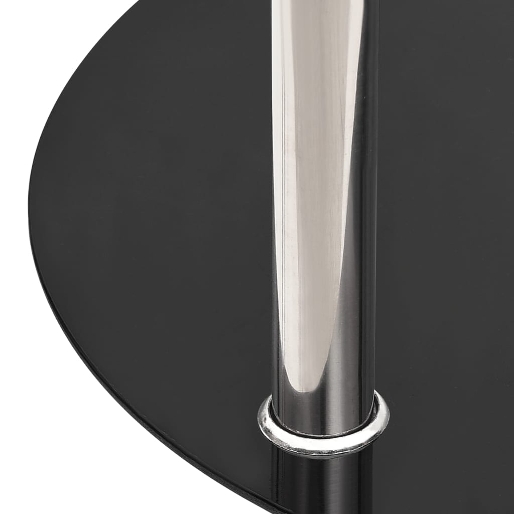 Bijzettafel 2-laags 38 cm gehard glas transparant en zwart