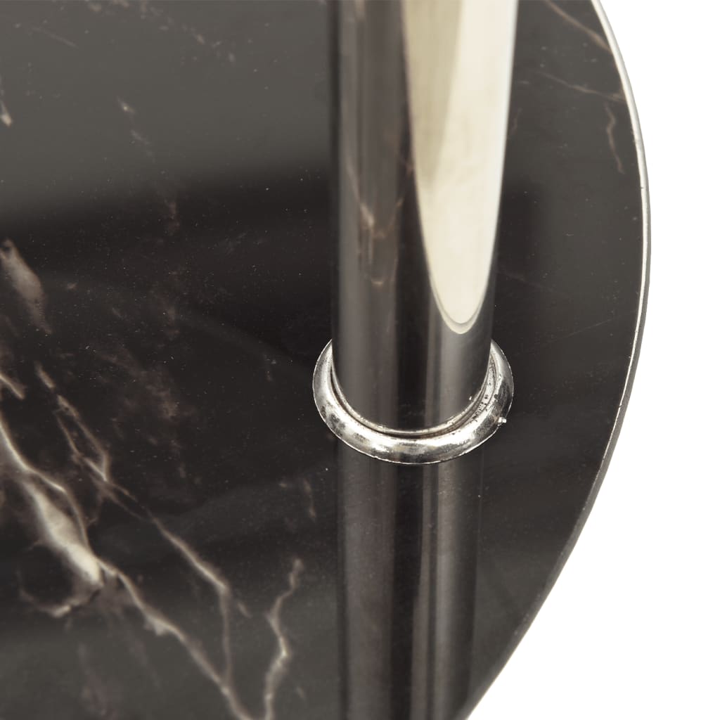 Bijzettafel 2-laags 38 cm gehard glas transparant en zwart