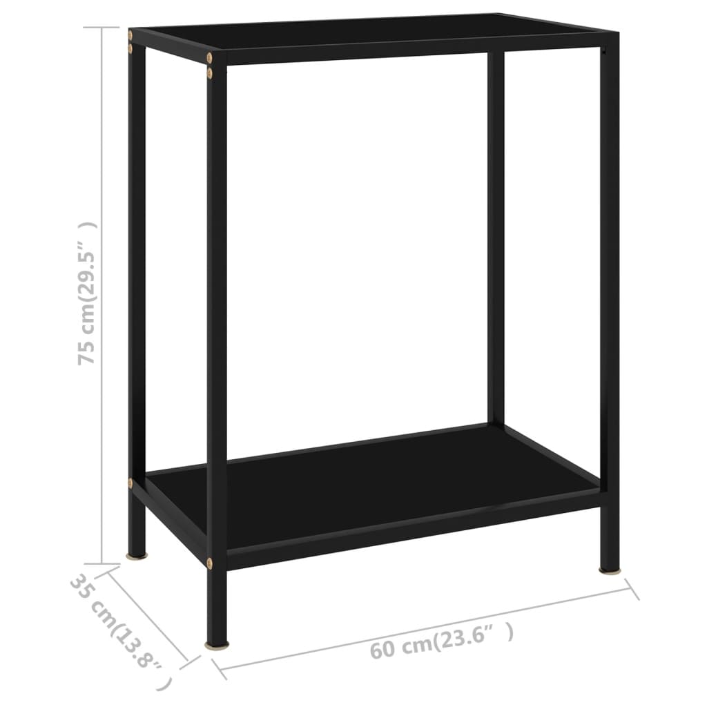 Wandtafel 60x35x75 cm gehard glas zwart