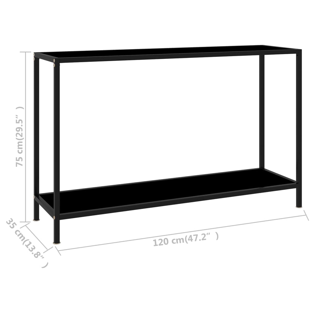Wandtafel 120x35x75 cm gehard glas zwart