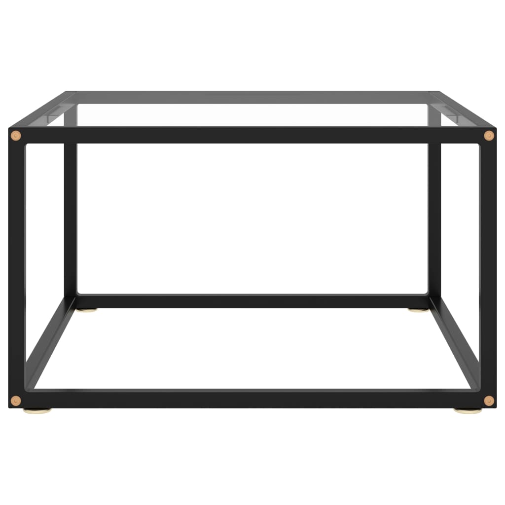 Theetafel met gehard glas 60x60x35 cm zwart