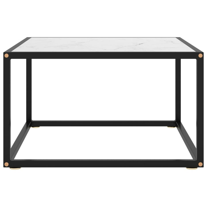 Theetafel met wit marmerglas 60x60x35 cm zwart