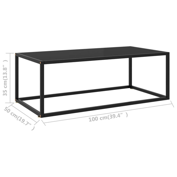 Theetafel met zwart glas 100x50x35 cm zwart