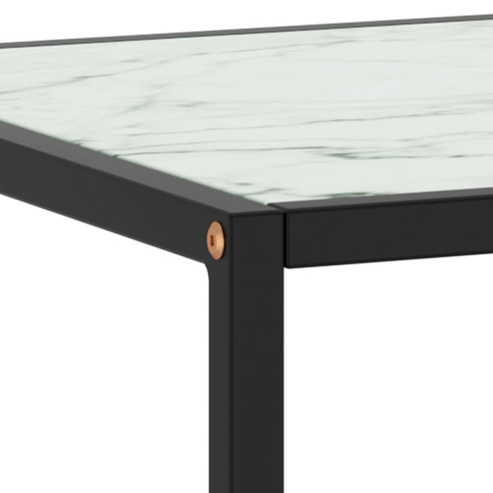 Salontafel met wit marmerglas 100x50x35 cm zwart