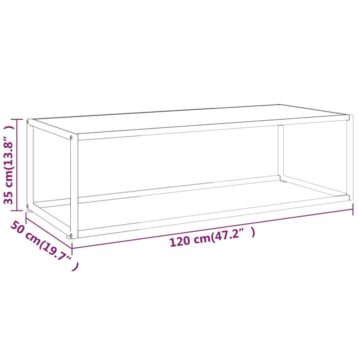 Salontafel met wit marmerglas 120x50x35 cm zwart