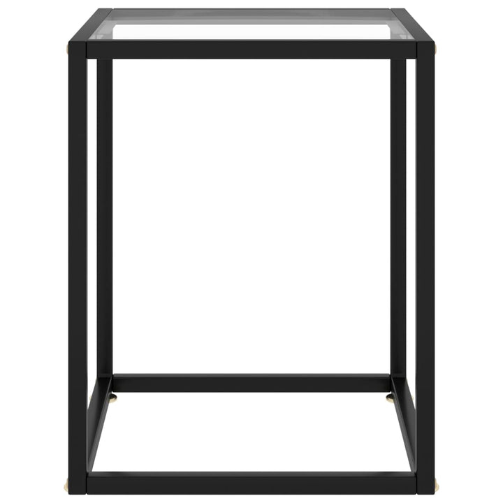Salontafel met gehard glas 40x40x50 cm zwart