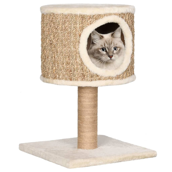Kattenmeubel met huis en krabpaal 52 cm zeegras
