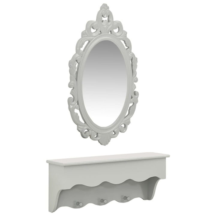 Wandset met spiegel en haken grijs