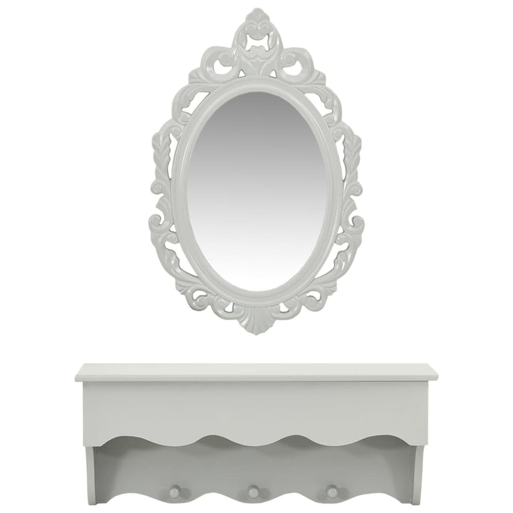 Wandset met spiegel en haken grijs