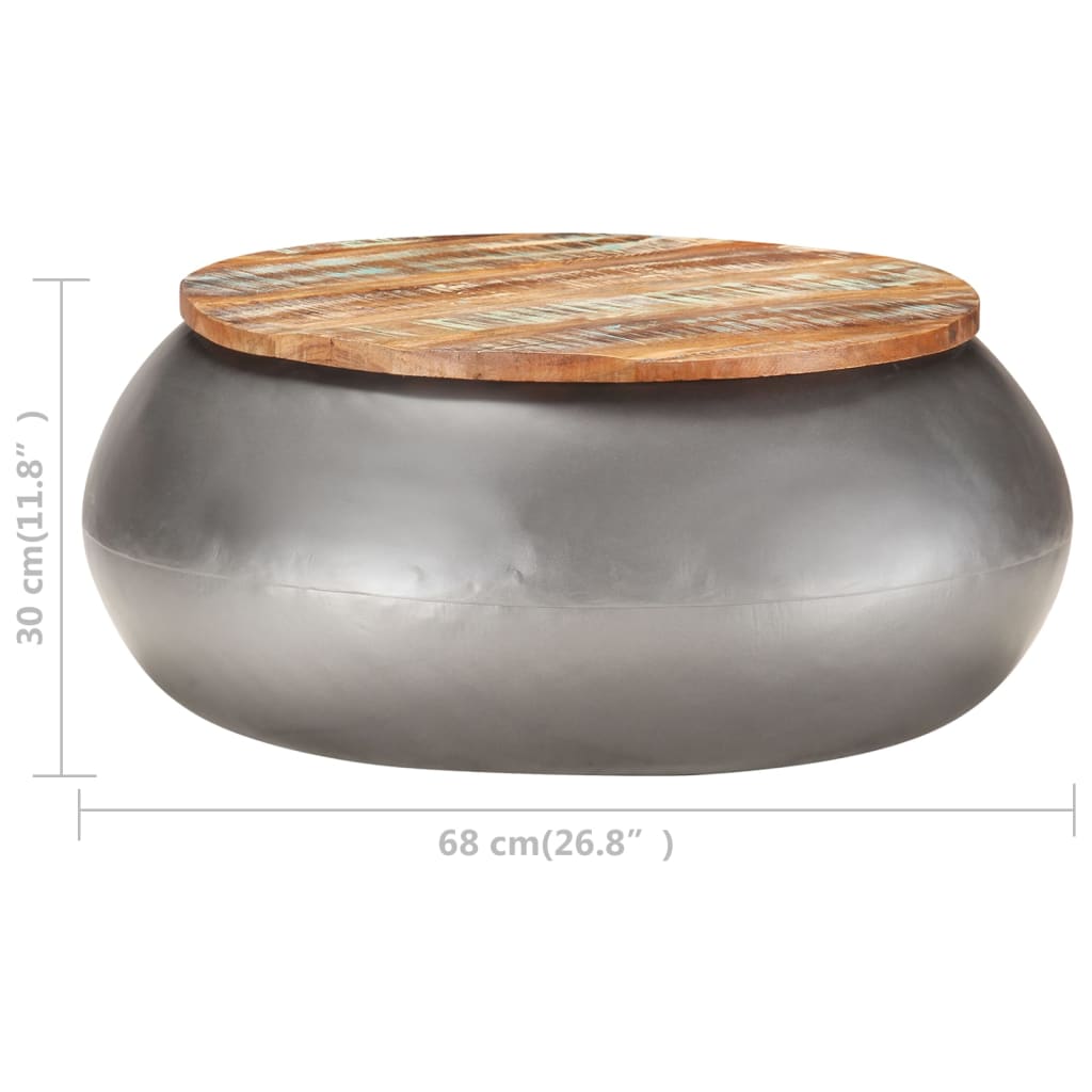 Salontafel 68x68x30 cm massief gerecycled hout grijs