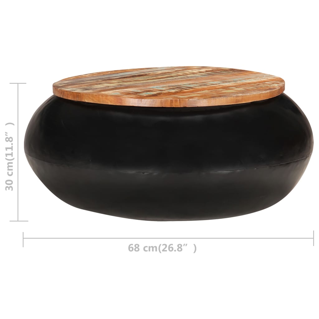 Salontafel 68x68x30 cm massief gerecycled hout zwart
