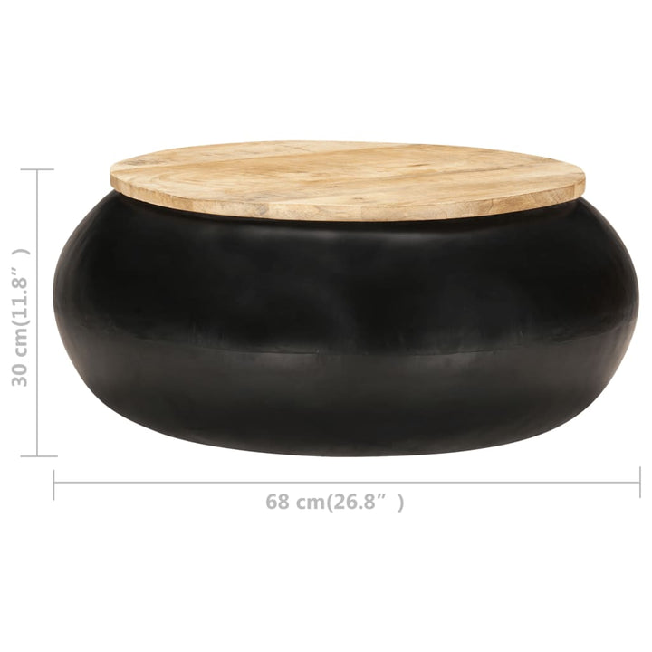 Salontafel 68x68x30 cm massief mangohout zwart