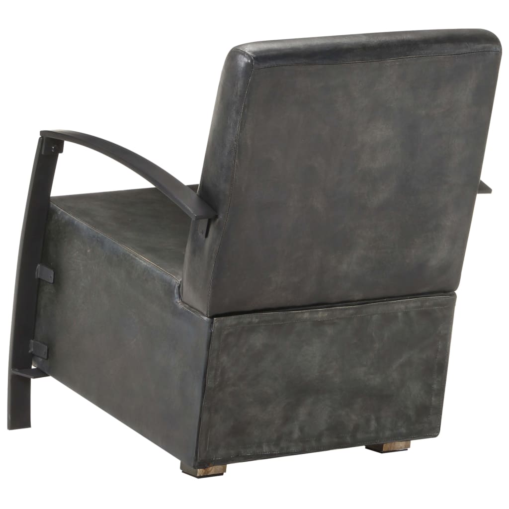 Fauteuil echt leer verweerd grijs