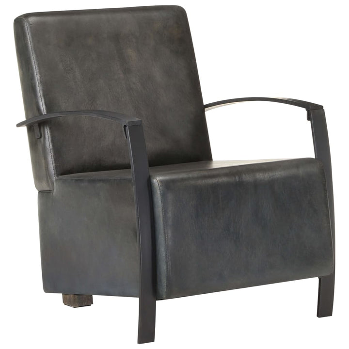 Fauteuil echt leer verweerd grijs