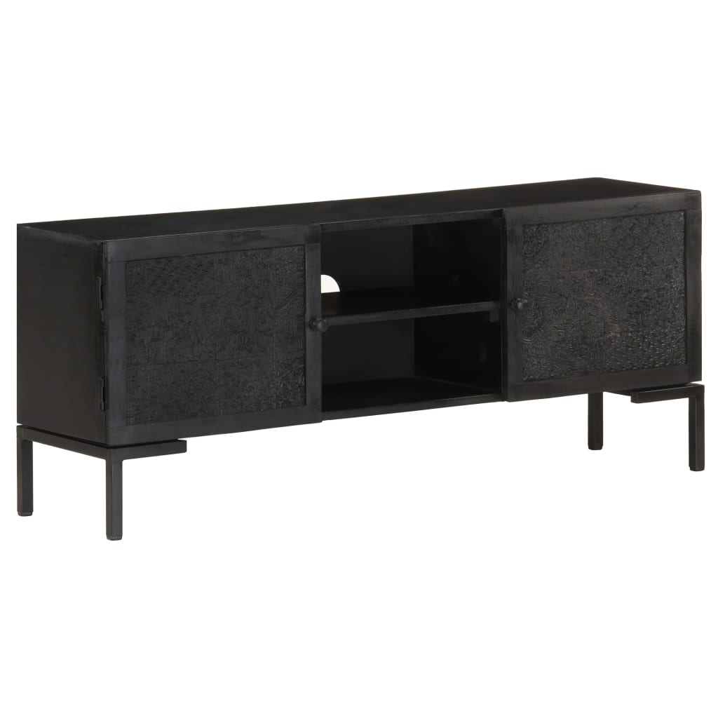 Tv-meubel 115x30x46 cm massief mangohout zwart