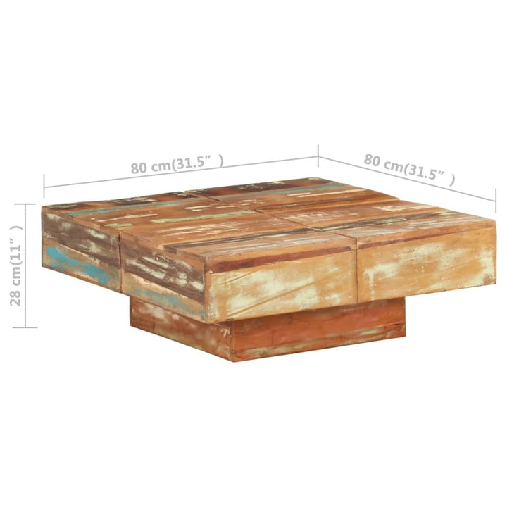 Salontafel 80x80x28 cm massief gerecycled hout